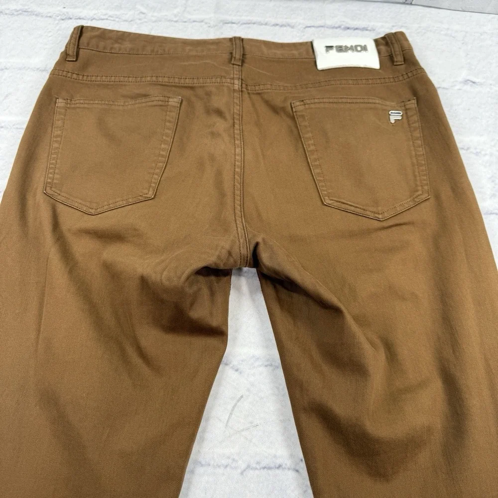 Authentic Fendi Roma Brown Slim Fit Stretch Pants‎ 34x31